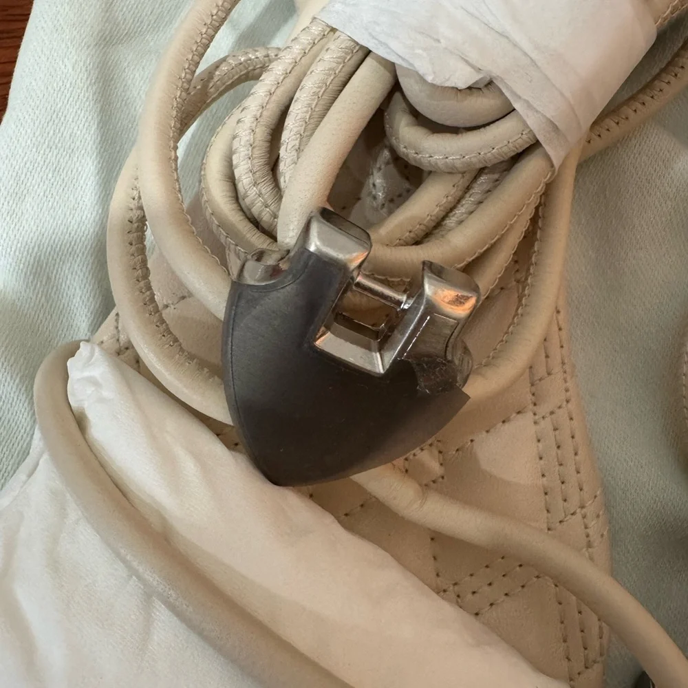 Cream Quilted Leather Ivy Shield Sandals Colour Soap Size 37 - Picture 5 of 10